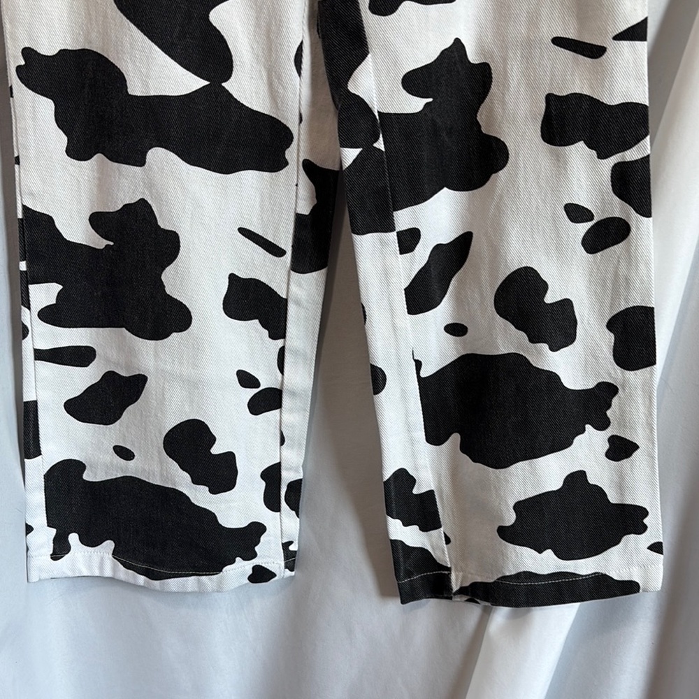 SHEIN Monochrome Cow Pattern Wide Leg Pants XS138 - Picture 4 of 10